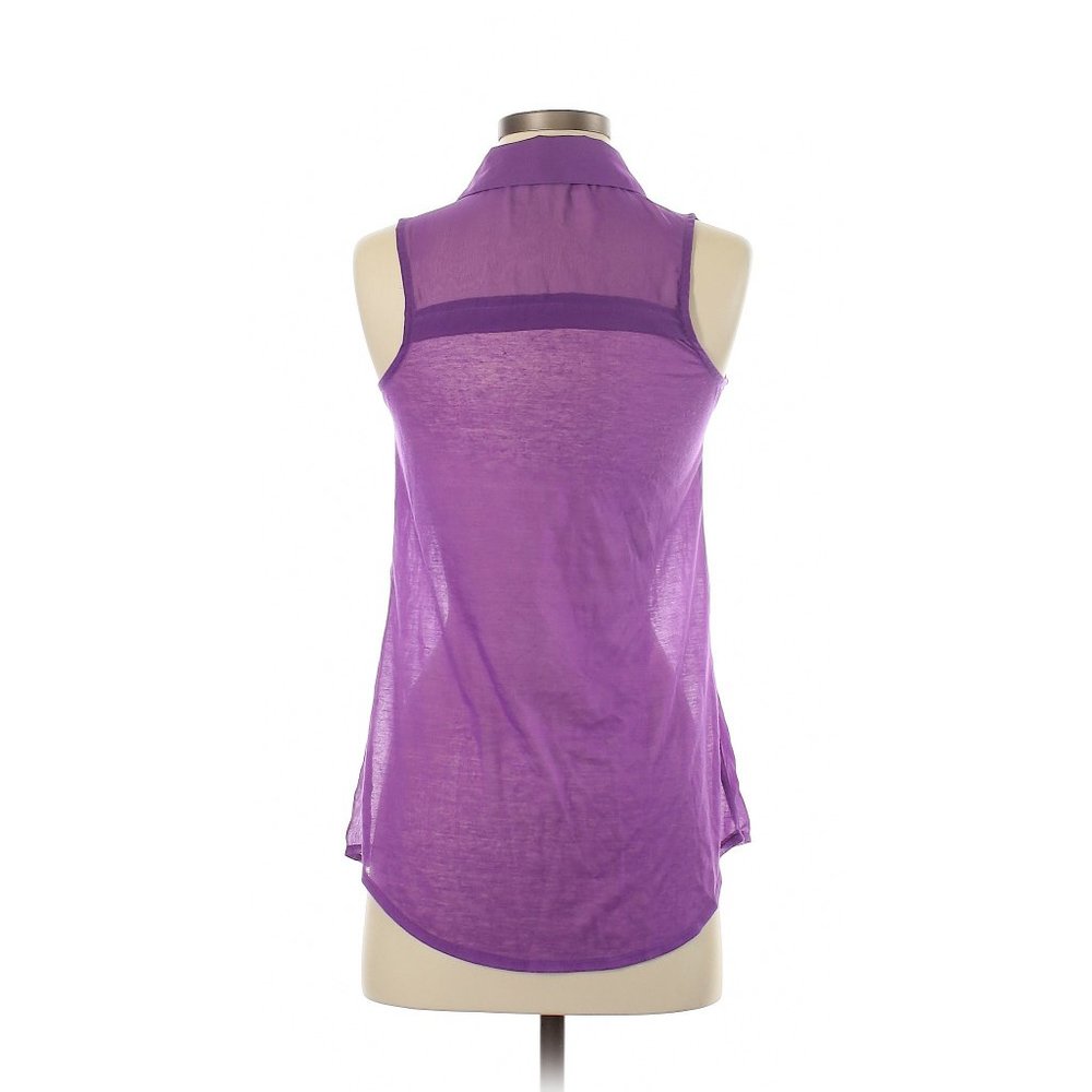 Mudd Purple Sheer Sleeveless Button-Up Blouse | XS - Picture 4 of 10